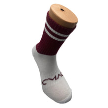 Load image into Gallery viewer, CMAC Midi Sock Maroon/White
