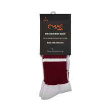 Load image into Gallery viewer, CMAC Midi Sock Maroon/White

